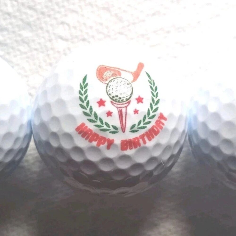 Golf Balls Hole in One Happy Birthday Sleeve of 3 NIB